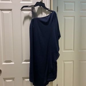 Navy one-shouldered dress